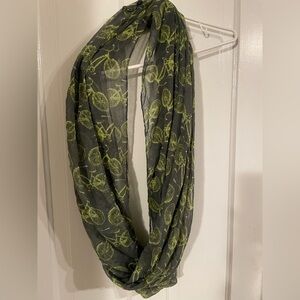 Infinity Scarf Bicycle Print Green